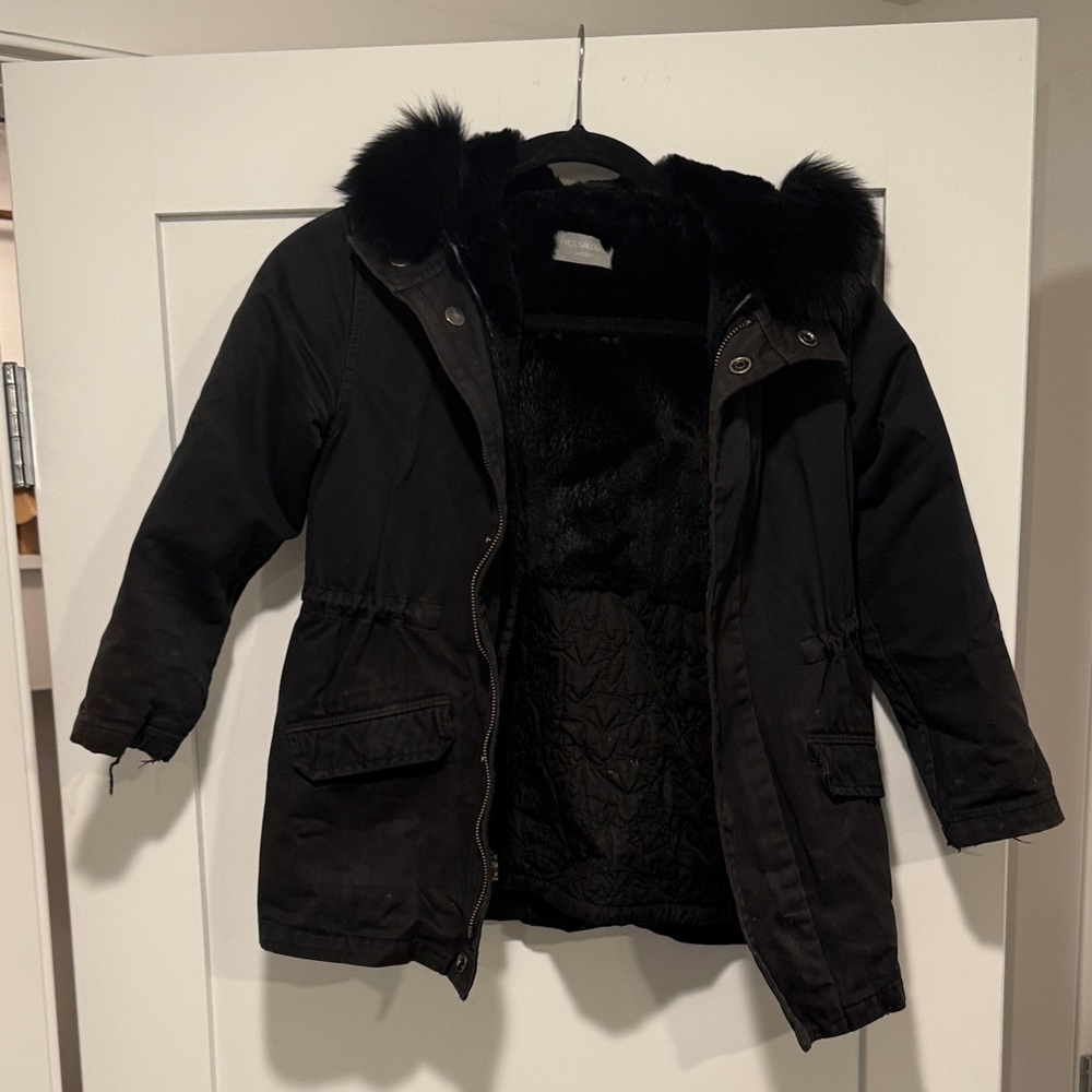 Yves Salomon Black Fur-Trimmed Puffer Jacket